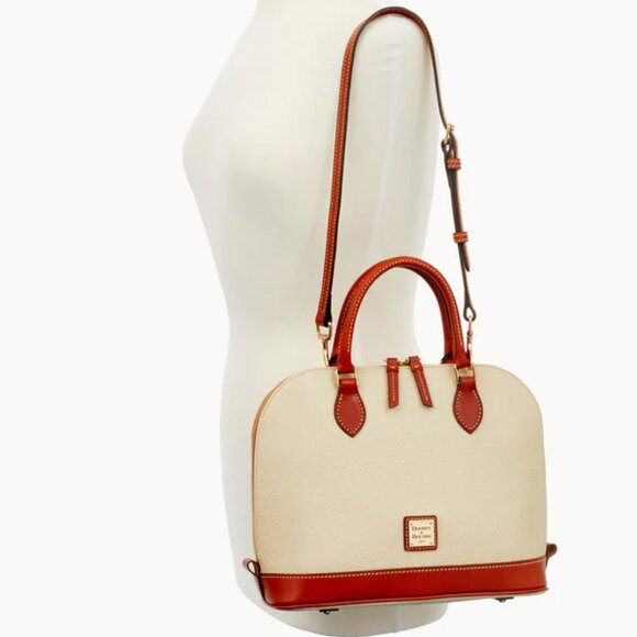 Dooney and Bourke Pebble Grain Zip Satchel in Bone - EUC - Picture 4 of 13
